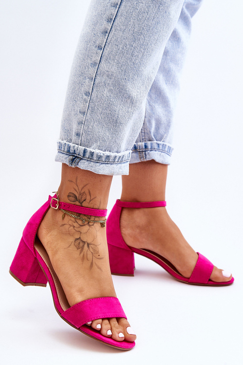 Suede Classic Low Heel Sandals Fuchsia Honeymoon