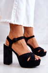 Suede Heeled Sandals Black Semilla