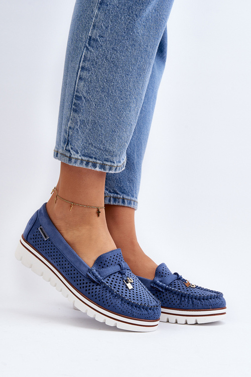 Women's Blue Cutout Moccasins Twista