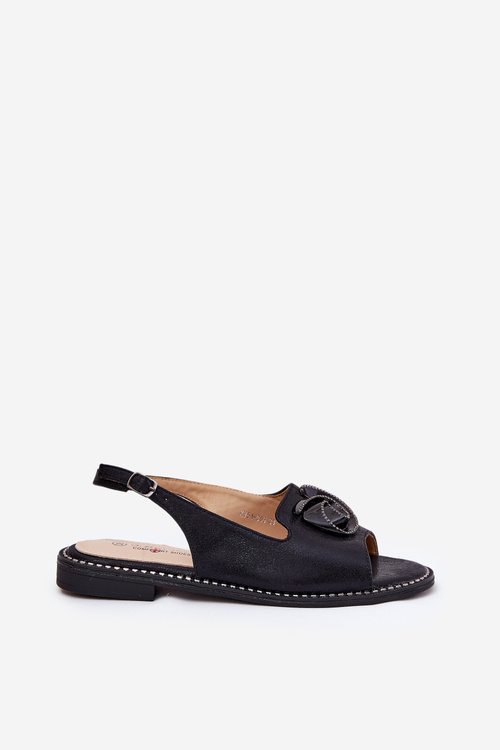 Shiny Women's Sandals With Decoration S.Barski KV51-006 Black