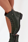 Insulated women's boots with flat heel green Labise