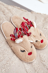 Christmas Slippers With Reindeer Motif Beige Sylaia