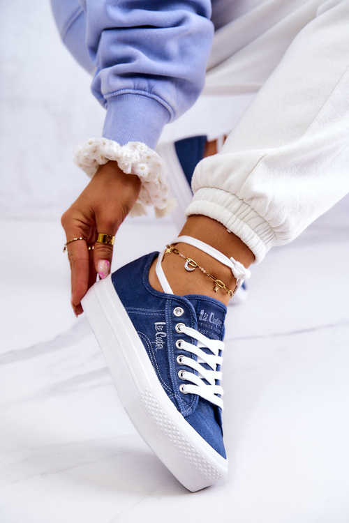 Tenisówki Damskie Platforma Niebieskie Lee Cooper LCW-22-31-0834L