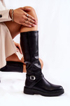 Women's Leather Boots With A Belt Black Liese
