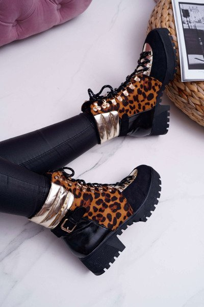 Women's Booties Trappers Flat Heel Leopard Print Move On