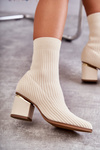 Women's Boots With Elastic Sock Beige Carmon