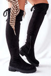Suede Over The Knee Boots Black Selina