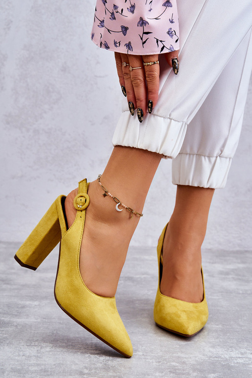 High Heels Pointed Toe Pumps Yellow Alanza 