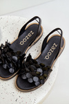 Leather Sandals On Flat Heel Zazoo 40425 Black