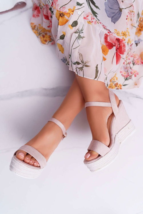 Ladies' Platform Sandals Linen Beige Liviana