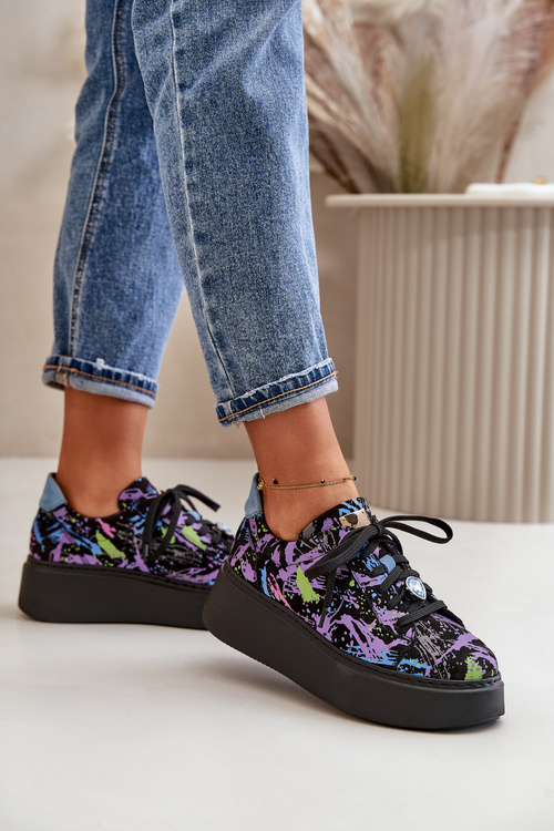 Leather Sports Shoes On Platform Purple Maciejka 06191-05