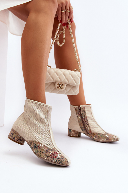 Ankle Boots with Braided Detail on Heel Maciejka 04937-22 Beige