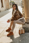 Leather Suede Snow Boots With Fur Vinceza 97951 Camel