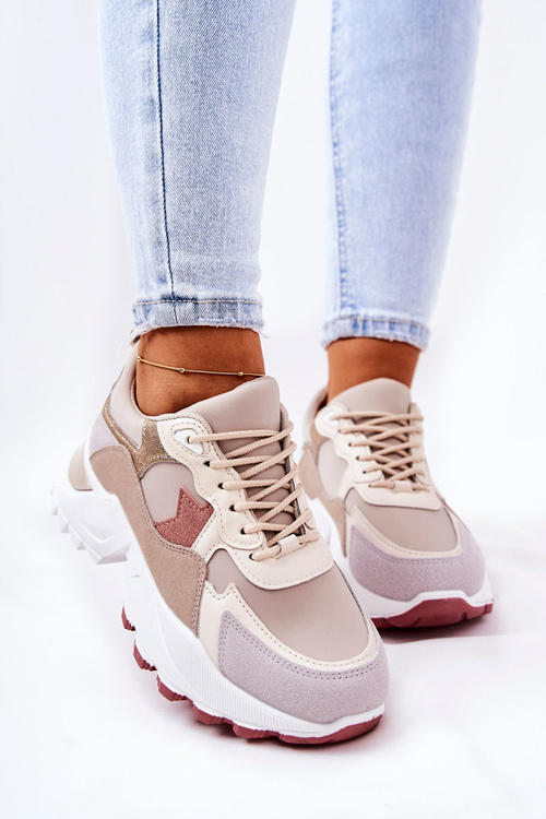 Platform sports shoes Beige and pink Berenice