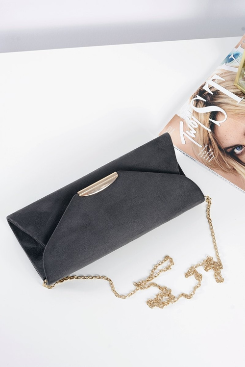 Women's Grey Suede Clutch Bag