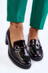 Leather Pumps On A Pillar With Ornament Black Semila
