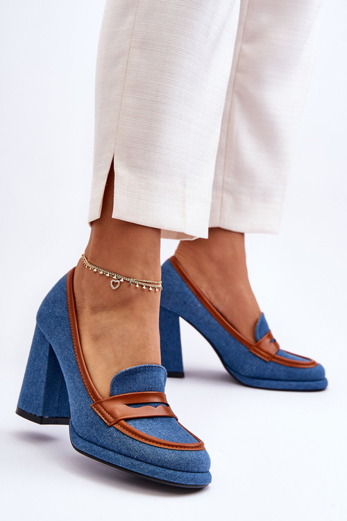 Fashionable Heeled Sandals On Heel Blue Florence