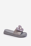 Women's Grey Sandals with Decoration on Low Platform Cedrella