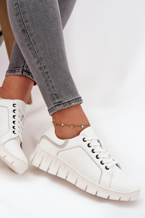 Leather Women's Shoes with Laces Vinceza 41493 White