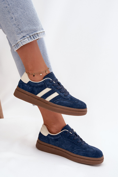 Women's Suede Sneakers on Platform Dark Blue Sylviona