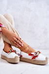 Espadryle Skóra Damskie Ozdobny Łańcuch Białe Fancy