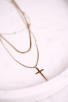 Women's Triple Necklace with Cross Gold Triple