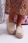 Women's Lace Espadrilles Beige Platform Desante