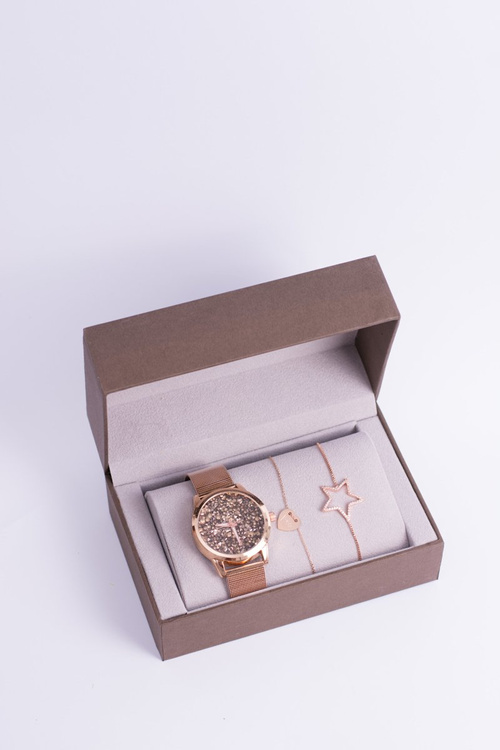 Women's Gold Pink Bellos Bracelet Watch