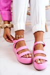 Leather Sandals On A Buckle Pink Graceful