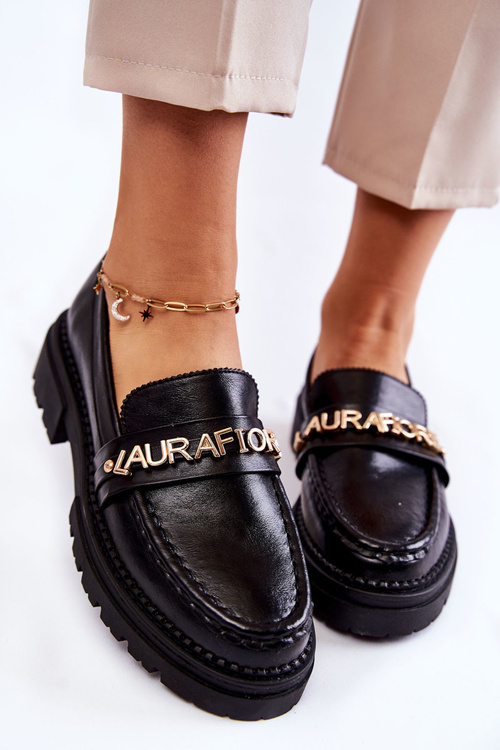 Leather Loafers Letters La.Fi 210001B-PU Black