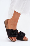 Women's sandals on cork platform black Elirna