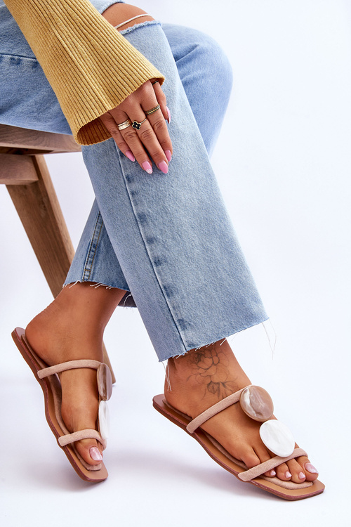 Klapki Zamsz Ozdoby Nude Victoria