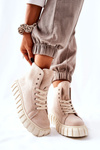 Suede High Platform Sneakers Beige Meniphise