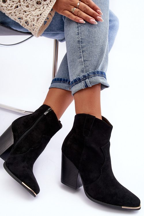 Suede Cowboy Boots On Heel Black Lotoune