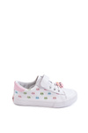 Children's Leather Sneakers With Velcro Print White Bonnie