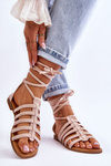 Women's Suede Roman Sandals Beige Sempre