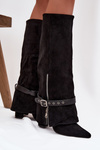 Women's Heeled Boots with Decorative Strap Black Jolivine
