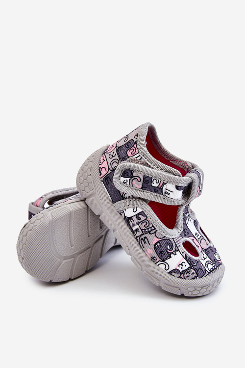 Dziecięce Buty Papcie Kotki Szare Befado 630P001