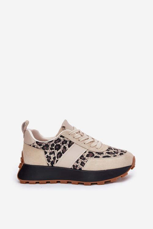 Suede Women's Sneakers On Platform Panther Vinceza 66793 Beige