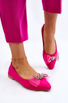Women's V-neck Ballerinas With A Decorative Bow Fuchsia Luminous