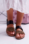 Women's Sandals Maciejka Leather Leopard Black IT001-03