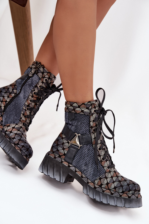 Leather Women's Work Boots Maciejka 07072-03 Multicolor