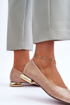 Leather Ballet Flats with Flat Heel Beige Vaani