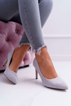 Women's Suede Pointed Heels Grey Kiss Me