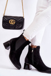 Women's Suede Boots On Heel Black Berit