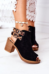 Suede Sandals On A Block Heel Lu Boo Black Leopard