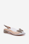 Transparent Sandals with Low Heel with Butterfly Pink Silver D&A MR38-388