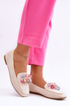 Suede Loafers With Ornate Crystals Beige Arvilla