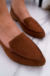 Women's Moccasins Suede Leather Loafers Cognac Homny