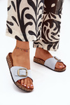 Women's Slippers With Buckle On Cork Platform Blue Zavira